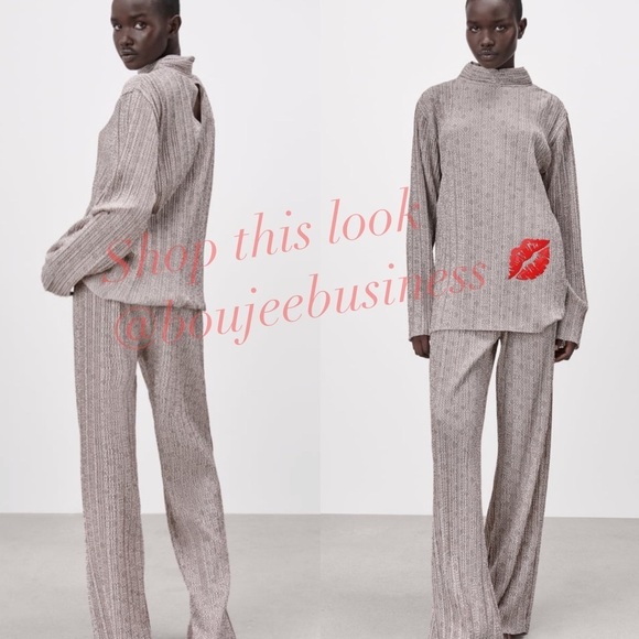 ZARA - 2pcs Pleated Jacquard Top + Pants Coord Set BNWT - Picture 6 of 7